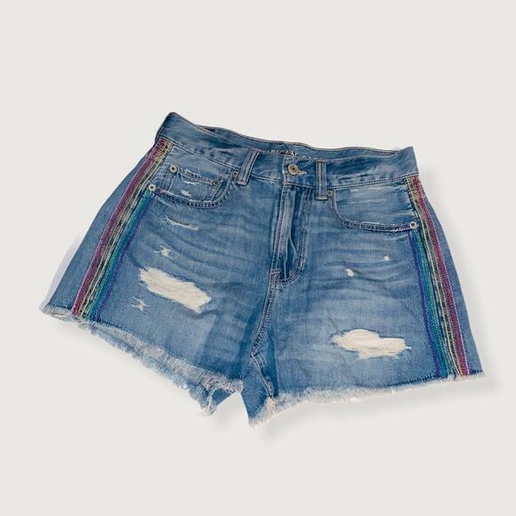 American Eagle Festival Rainbow Stripes shorts size 2 - Picture 9 of 13